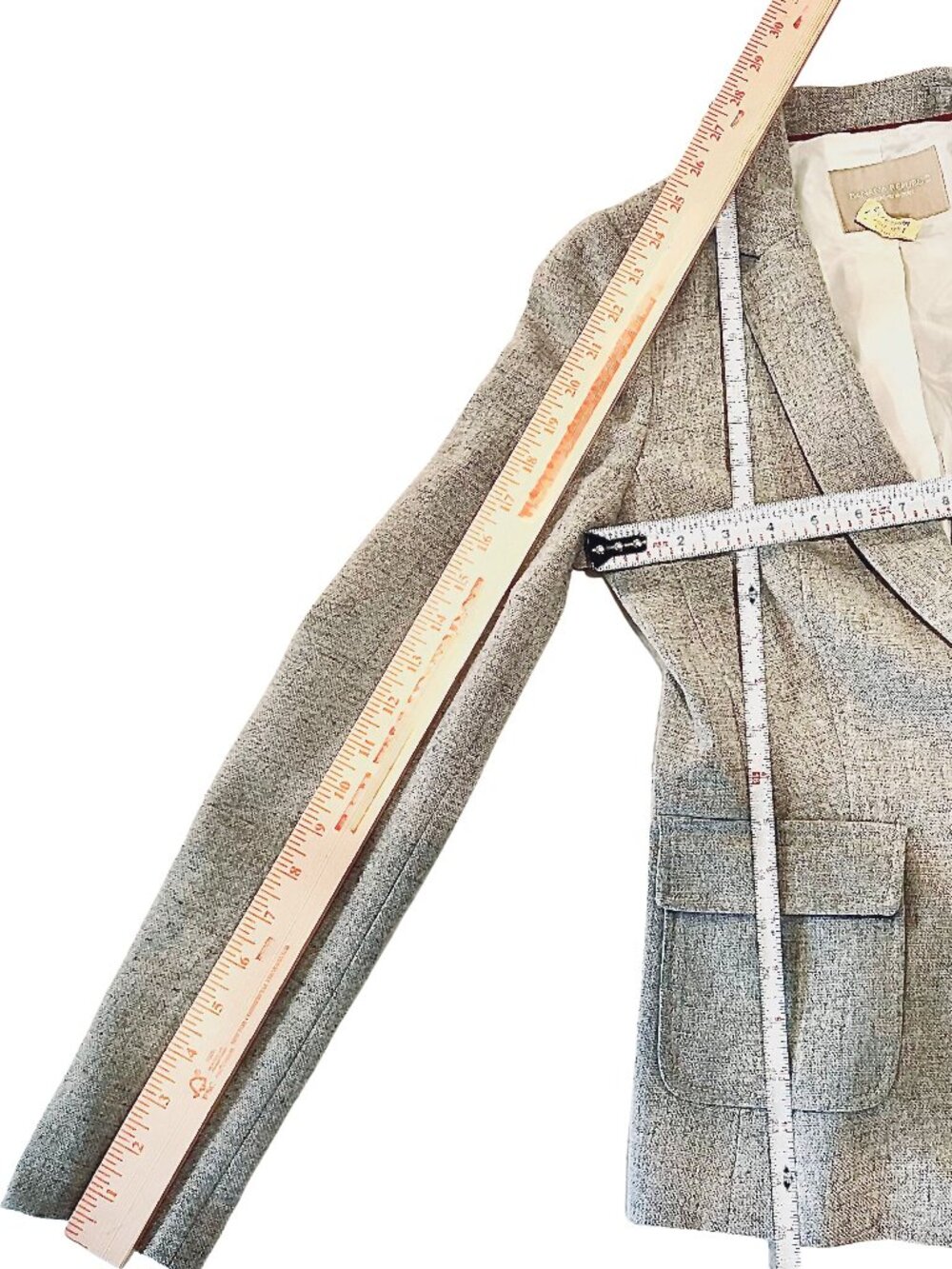 BR Tailored Speckled Gray Wool Blend Tweed Jacket - Picture 9 of 13